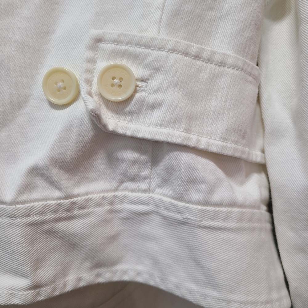 Y2k Vtg Tommy Hilfiger Women's Off-White Jean Jacket M - Picture 11 of 15